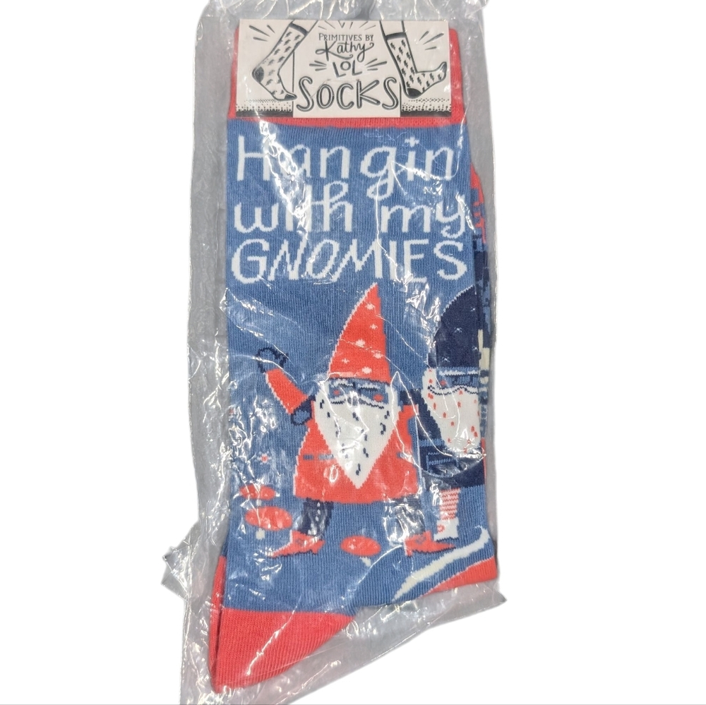 Primitives by Kathy Red and Blue Gnome Hanging With My Gnomies Socks